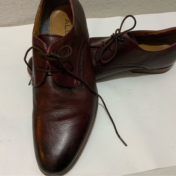 Aldo Men Shoes Dark Burgundy US 9 EU 42 Leather Oxford Pointed Toe - Picture 6 of 14